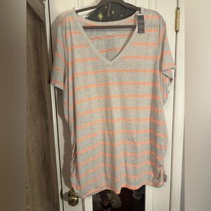 Lane Bryant Striped V-Neck Women Top 26/28